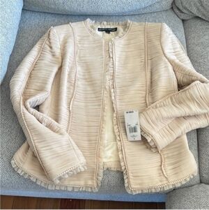Albert Nipon Pleated Beige Blazer